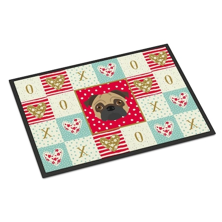 Jensendistributionservices 24 x 36 in. Pug Love Indoor or Outdoor Mat MI1712155